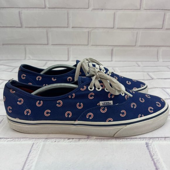 VANS Authentic Canvas Skate Shoes MLB Chicago Cubs Print Design Baseball Sneaker - Picture 2 of 12